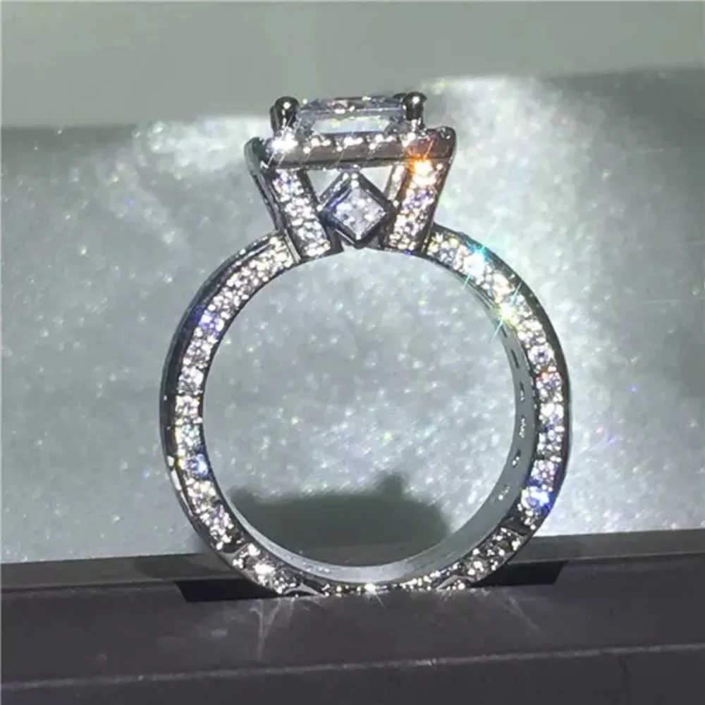 New 925 Silver Luxury Diamond Wedding Ring